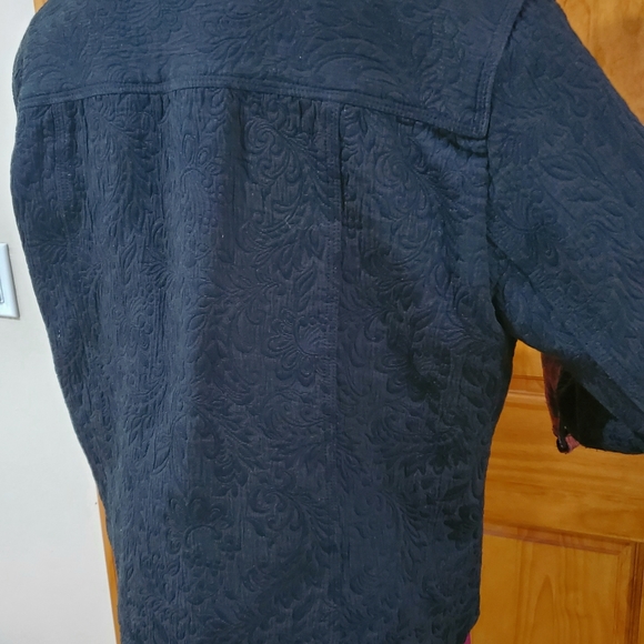 Chicos Embossed Brocade black jacket Size 1 - Picture 6 of 9